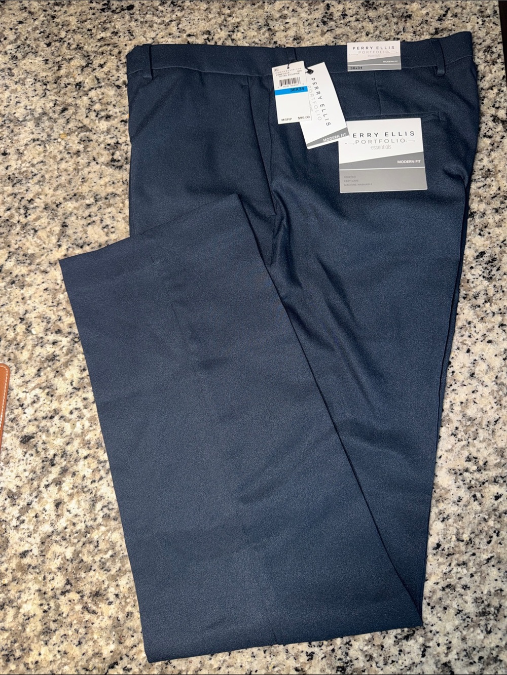 Perry Ellis Men's Navy Dress Pants – Modern Fit